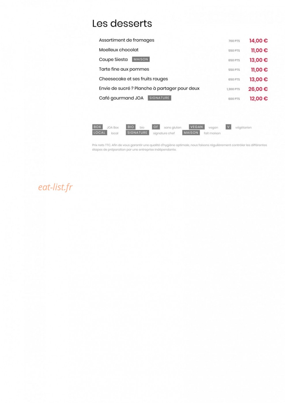 Le Comptoir JOA — carte page 4