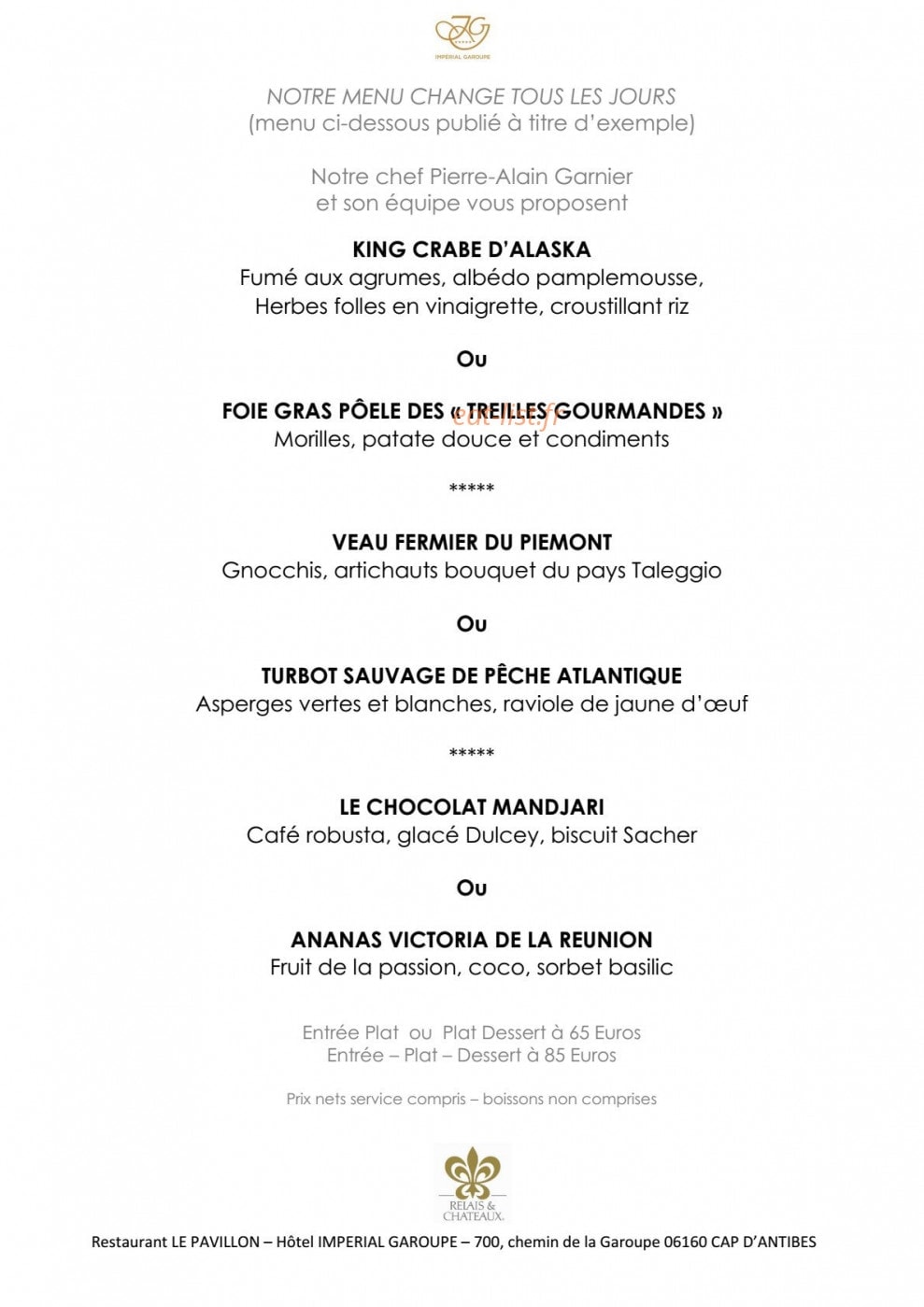 Le Pavillon — carte page 1