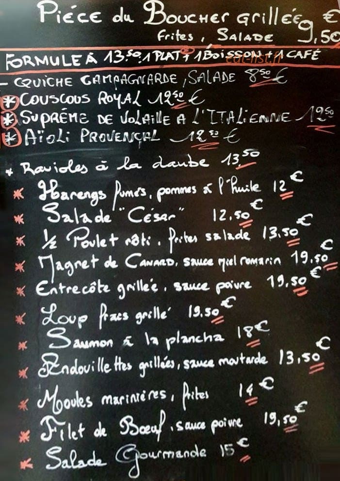Le Pimm's — carte page 1
