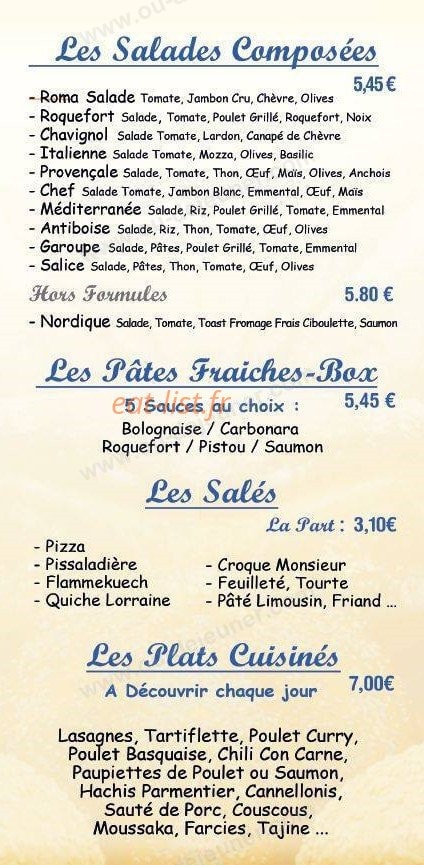 Le Plaisir du Pain — carte page 3