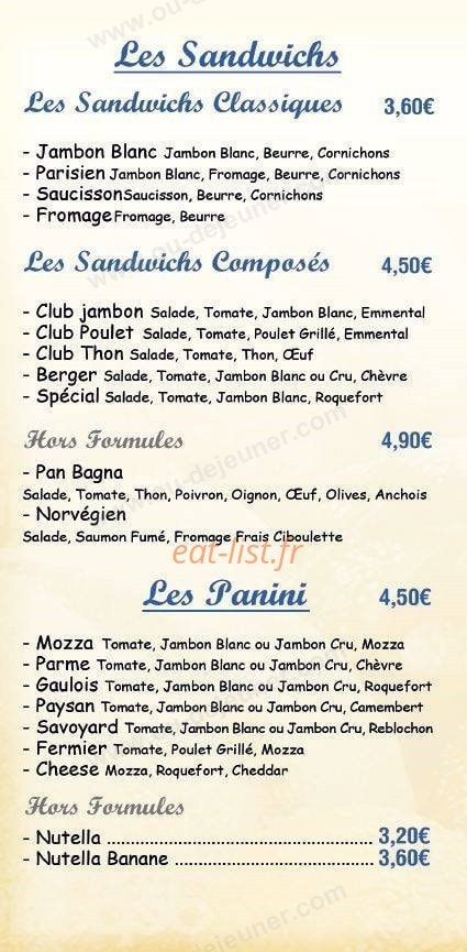 Le Plaisir du Pain — carte page 2