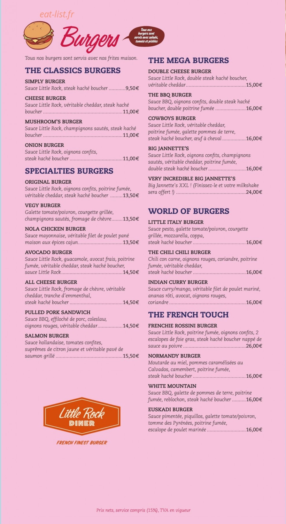 Little rock diner — carte page 3