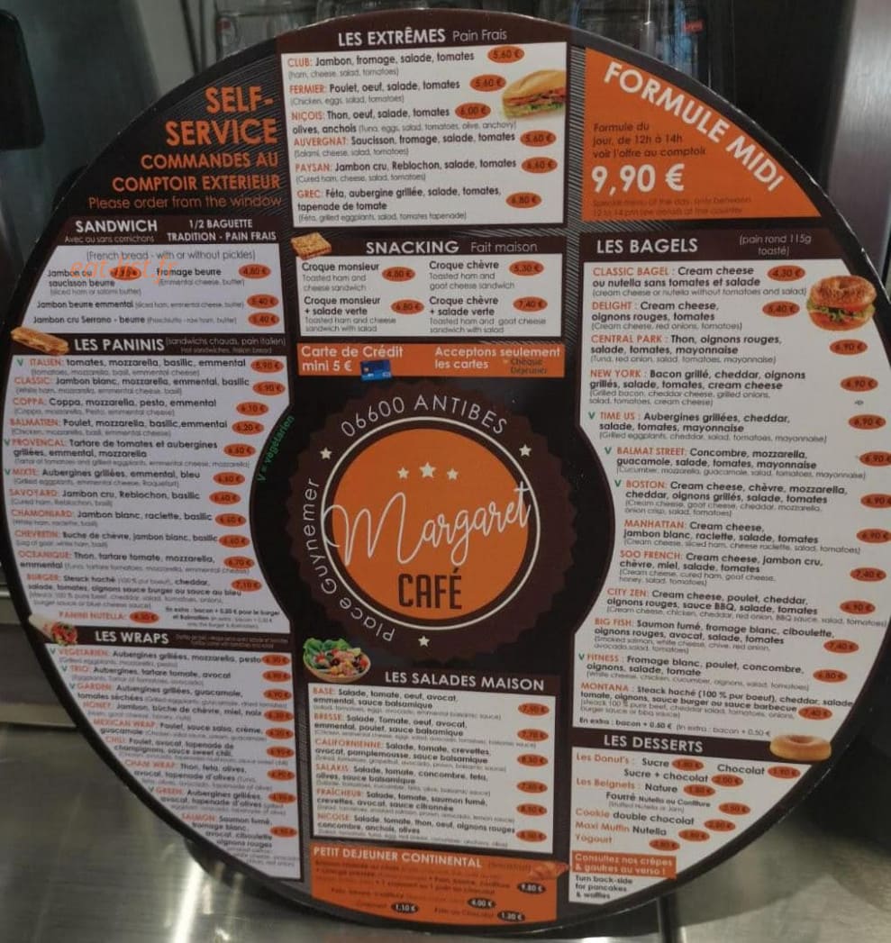 Margaret café — carte page 1