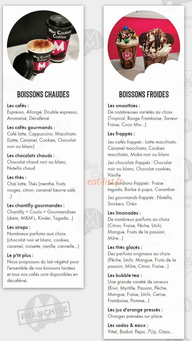 Miss Cookies Coffee — carte page 4