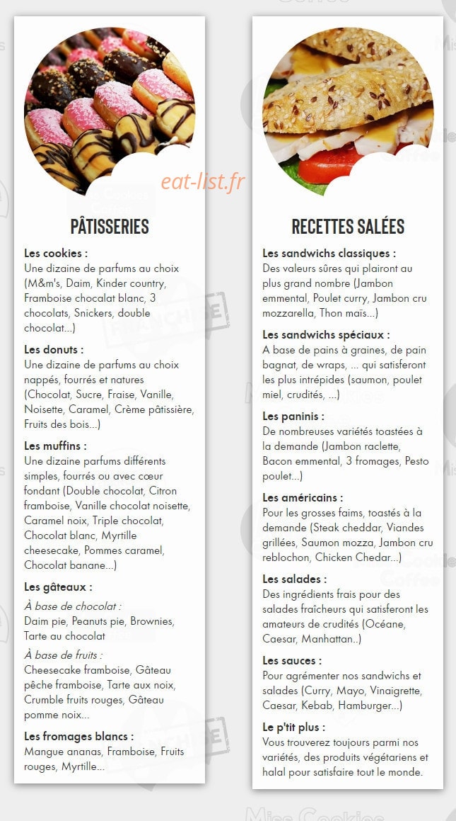 Miss Cookies Coffee — carte page 3