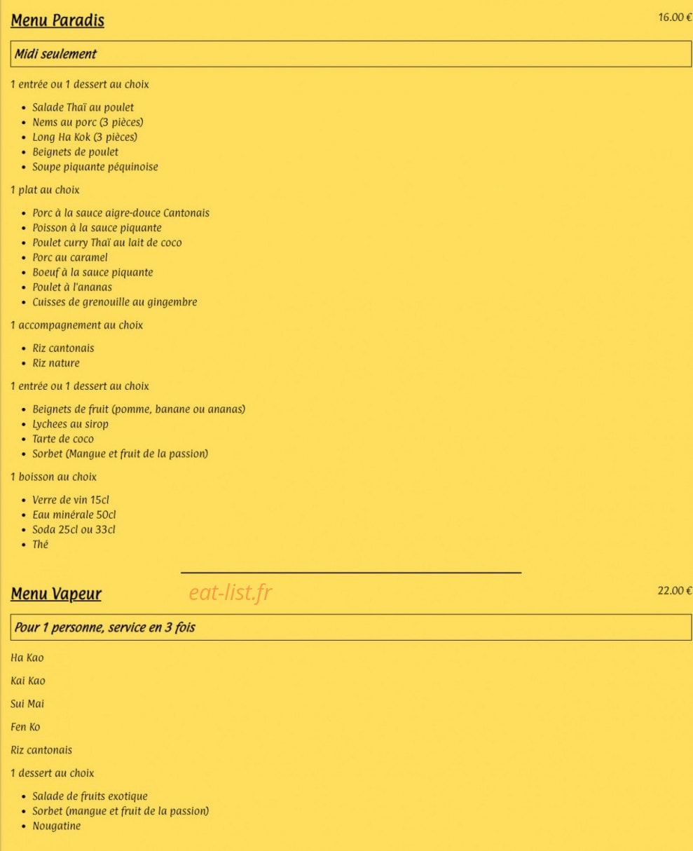Paradis Thai — carte page 5