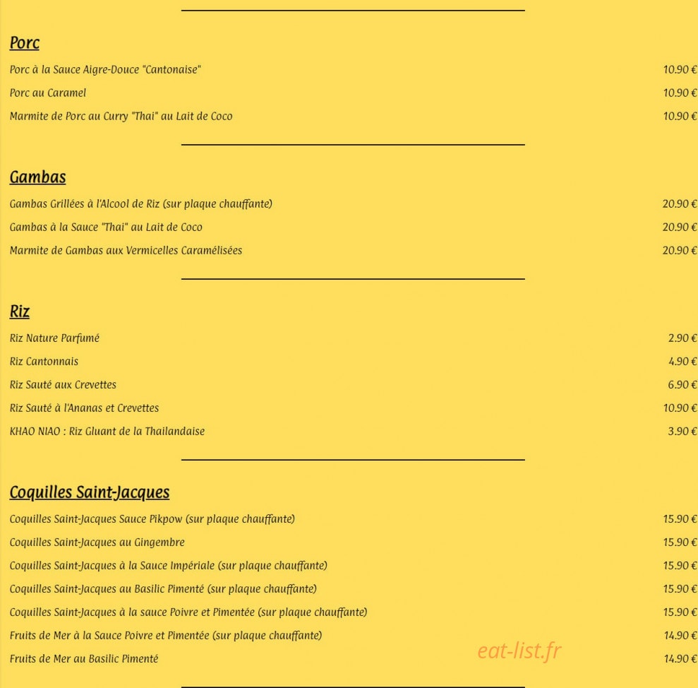 Paradis Thai — carte page 2
