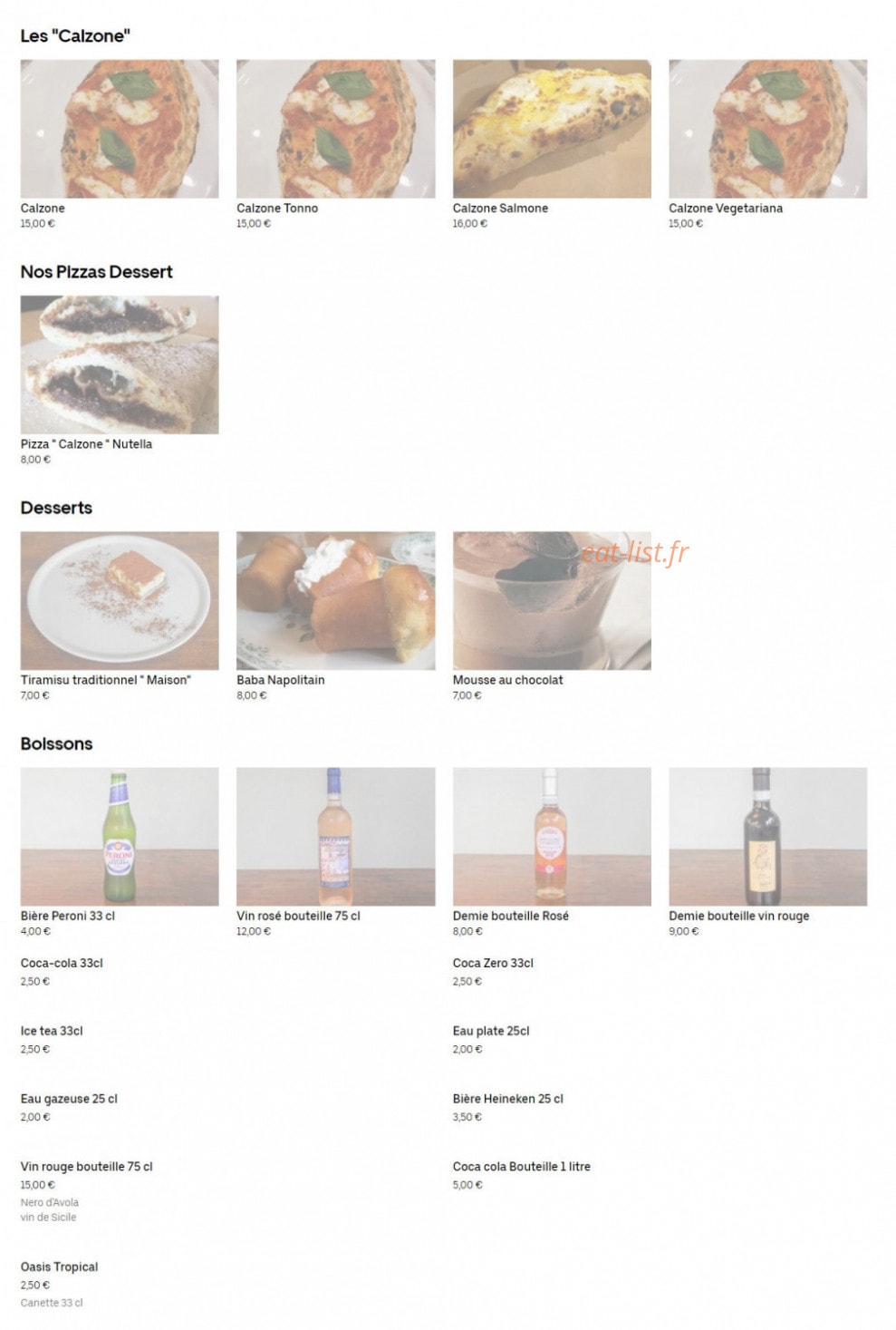Pizza Noli — carte page 2