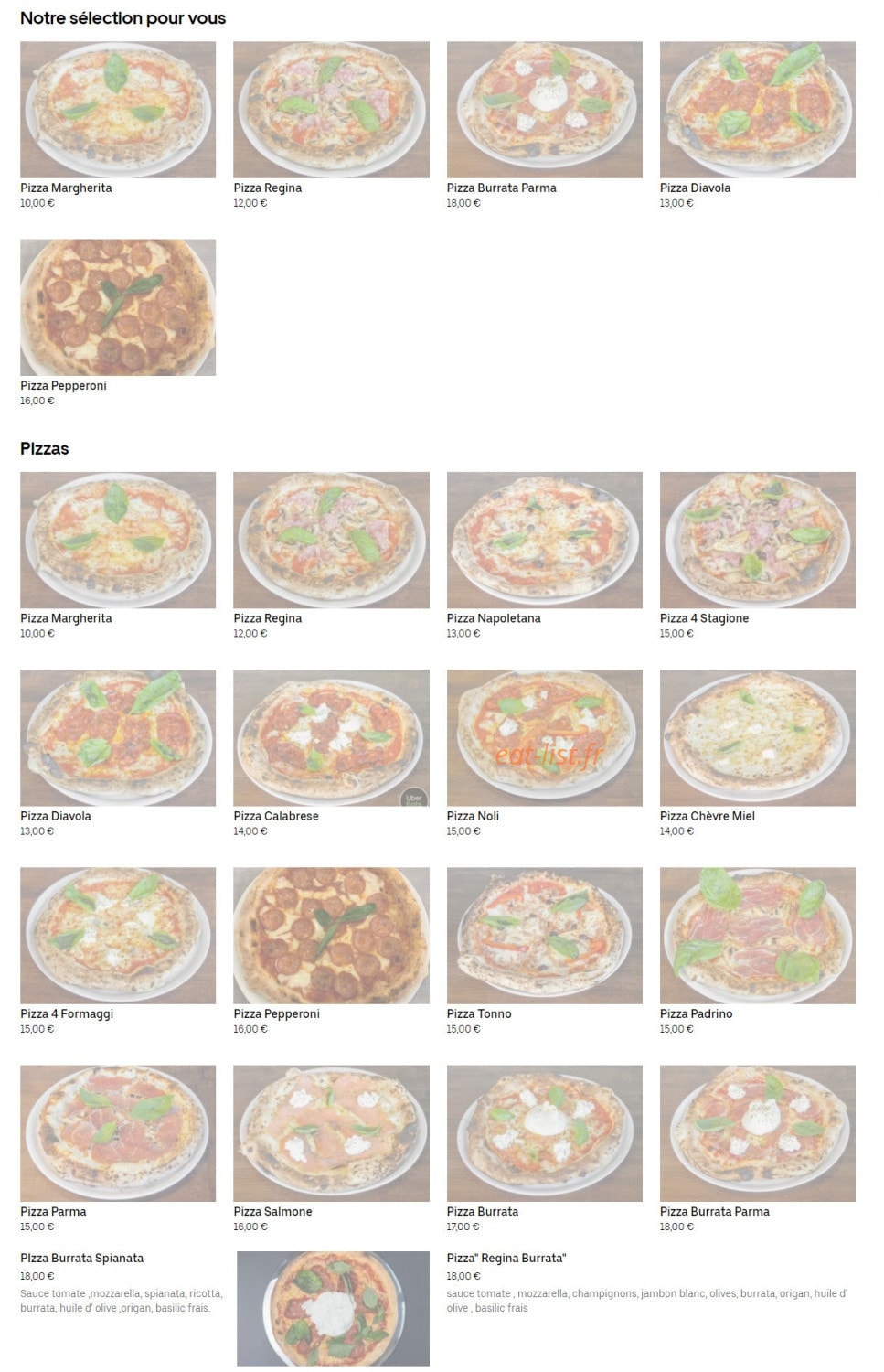 Pizza Noli — carte page 1