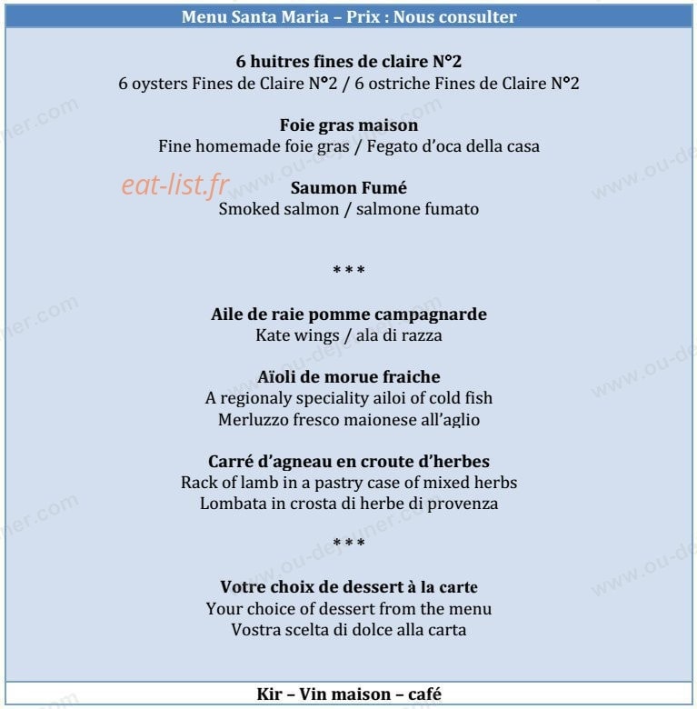 Restaurant L'oursin — carte page 9