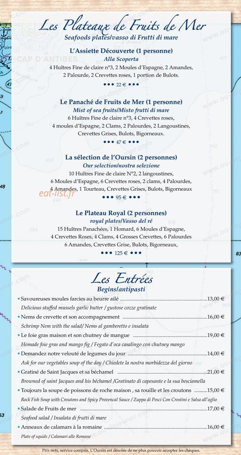 Restaurant L'oursin — carte page 3