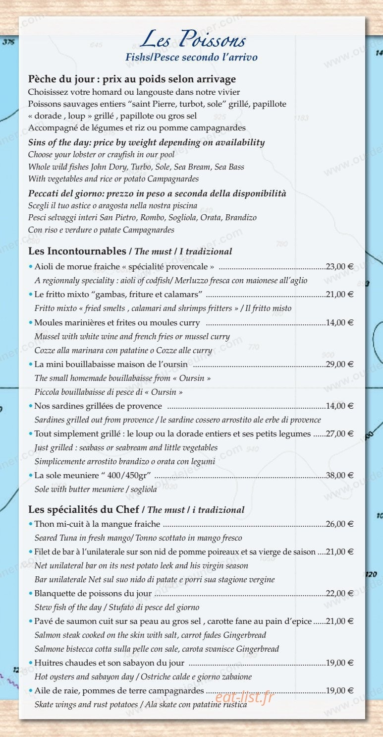 Restaurant L'oursin — carte page 4