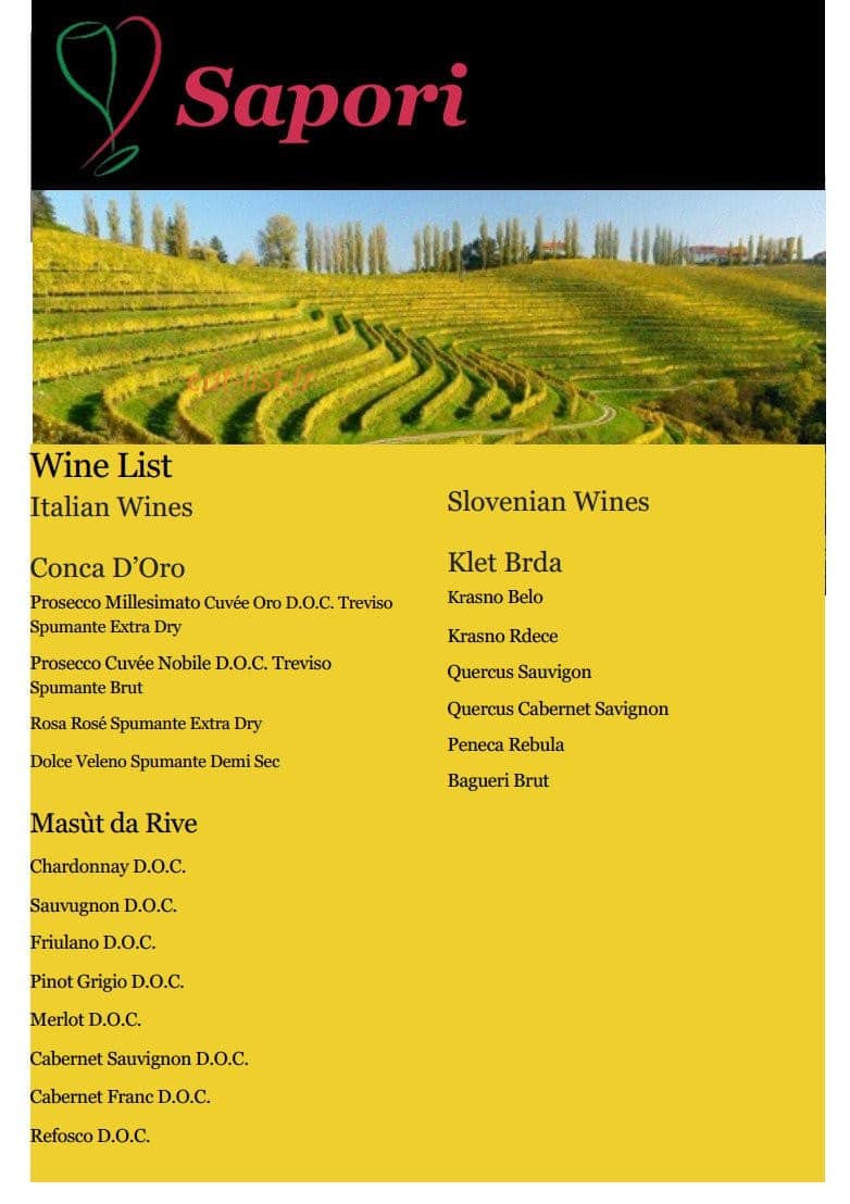 Sapori — carte page 1