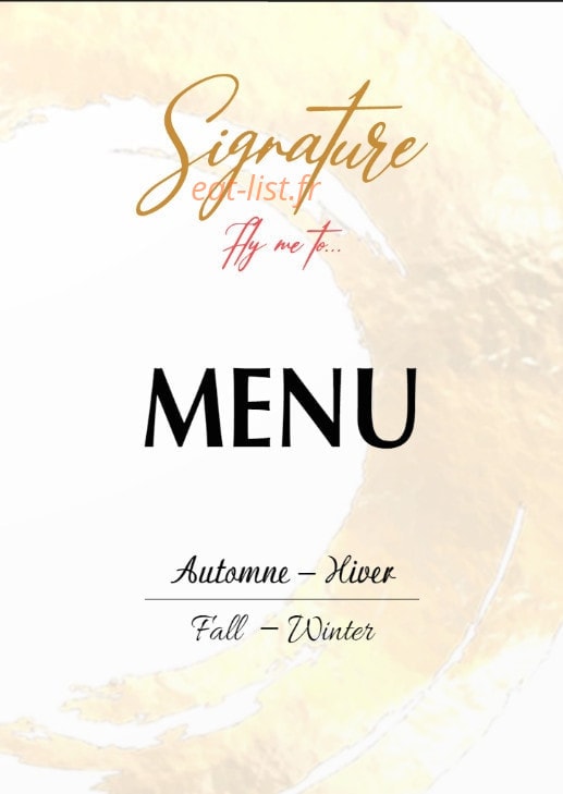 Signature  Fly me to — carte page 1