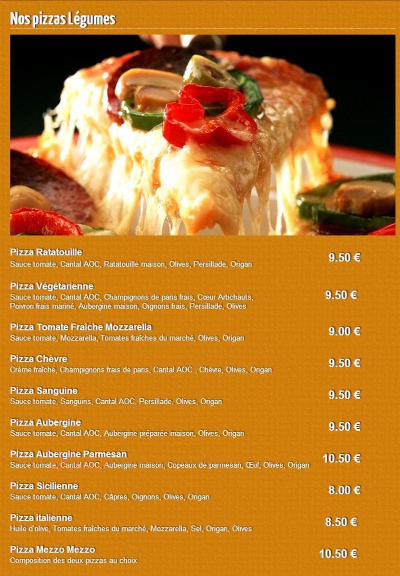 Stop Pizza — carte page 1
