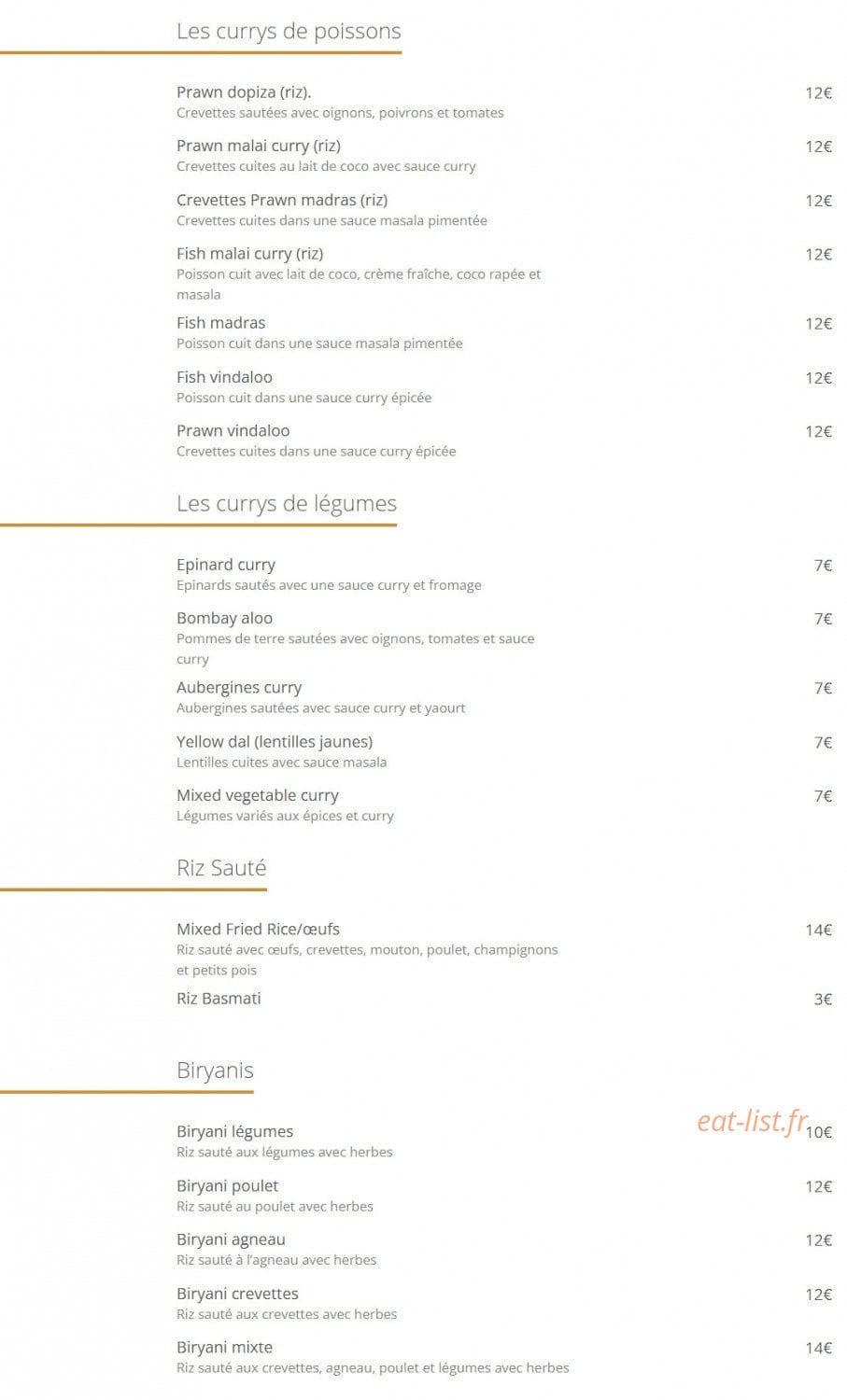 Taste Of India — carte page 3
