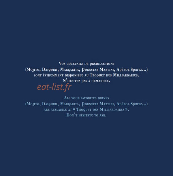 Troquet Des Milliardaires — carte page 4