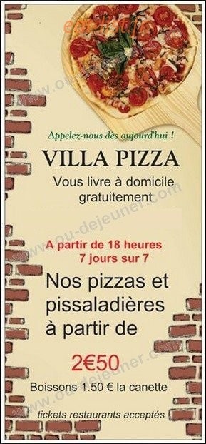 Villa-pizza — carte page 1