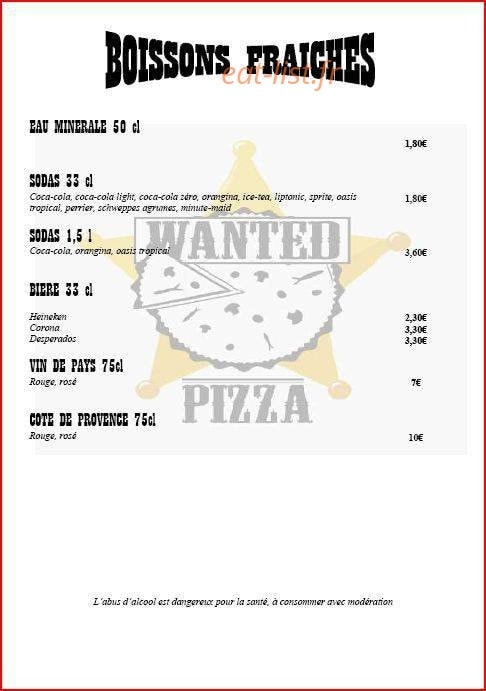 Wanted Pizza — carte page 6