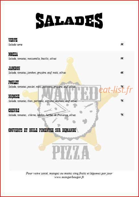 Wanted Pizza — carte page 5