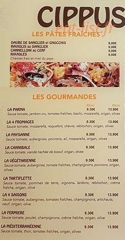 Cippus Pizza — carte page 1