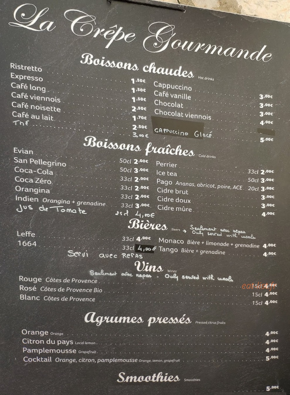 La Crêpe Gourmande — carte page 1