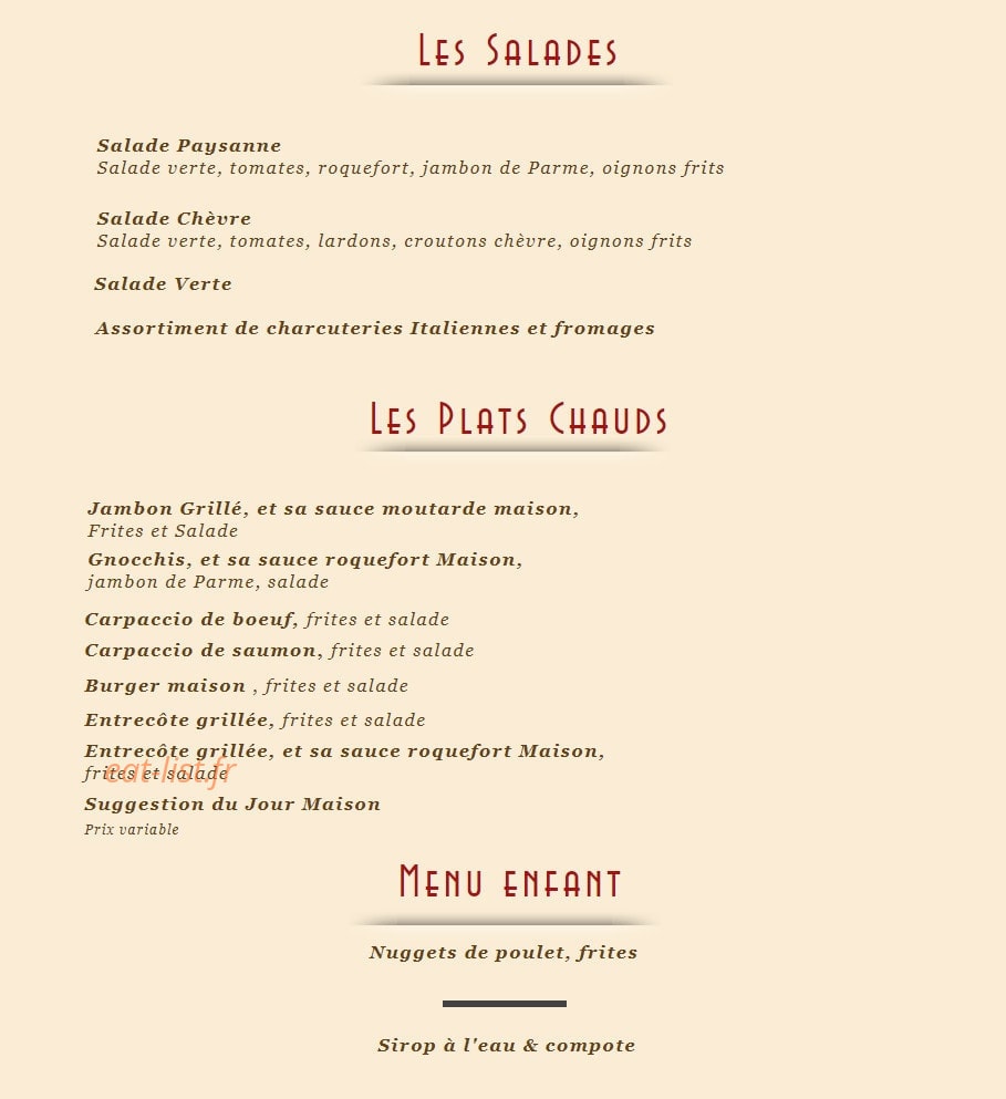 La Cafet — carte page 1