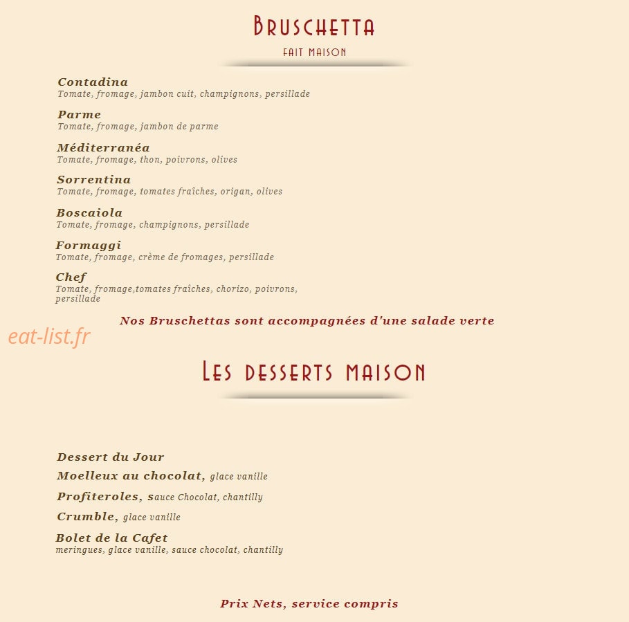 La Cafet — carte page 2
