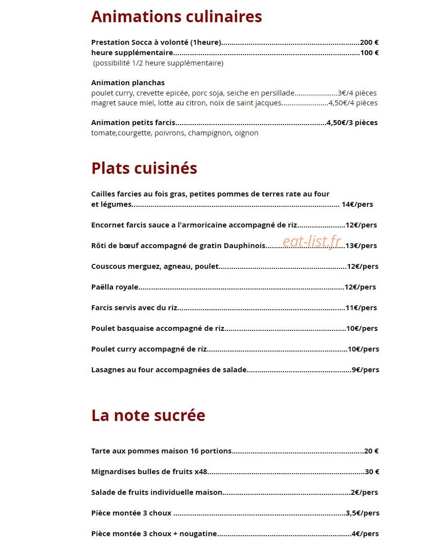Socc'Appétit — carte page 2