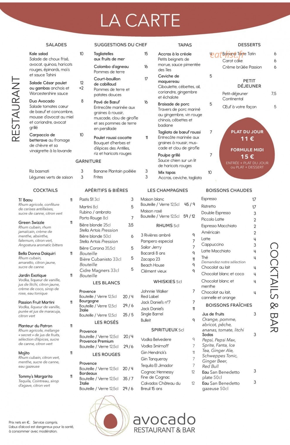 Avocado — carte page 1