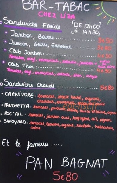 Chez Liza — carte page 1