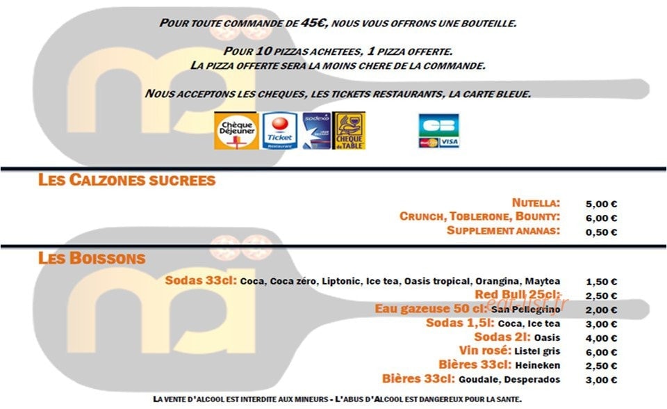 Maï Pizza — carte page 2