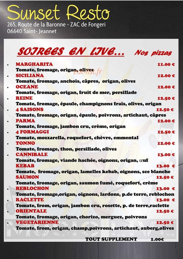 Sunset Resto — carte page 4