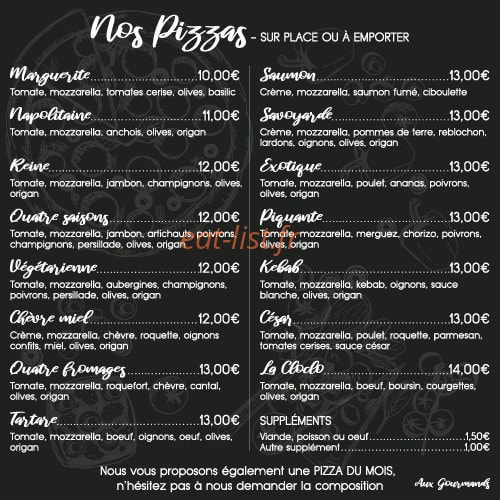 Aux Gourmands — carte page 2