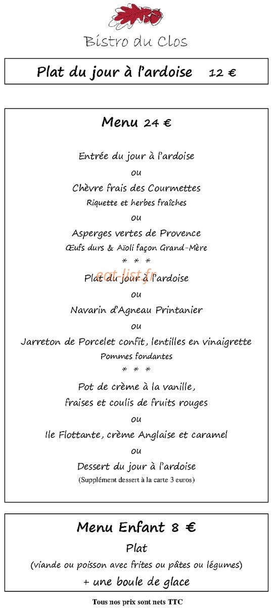 Bistro du Clos — carte page 3