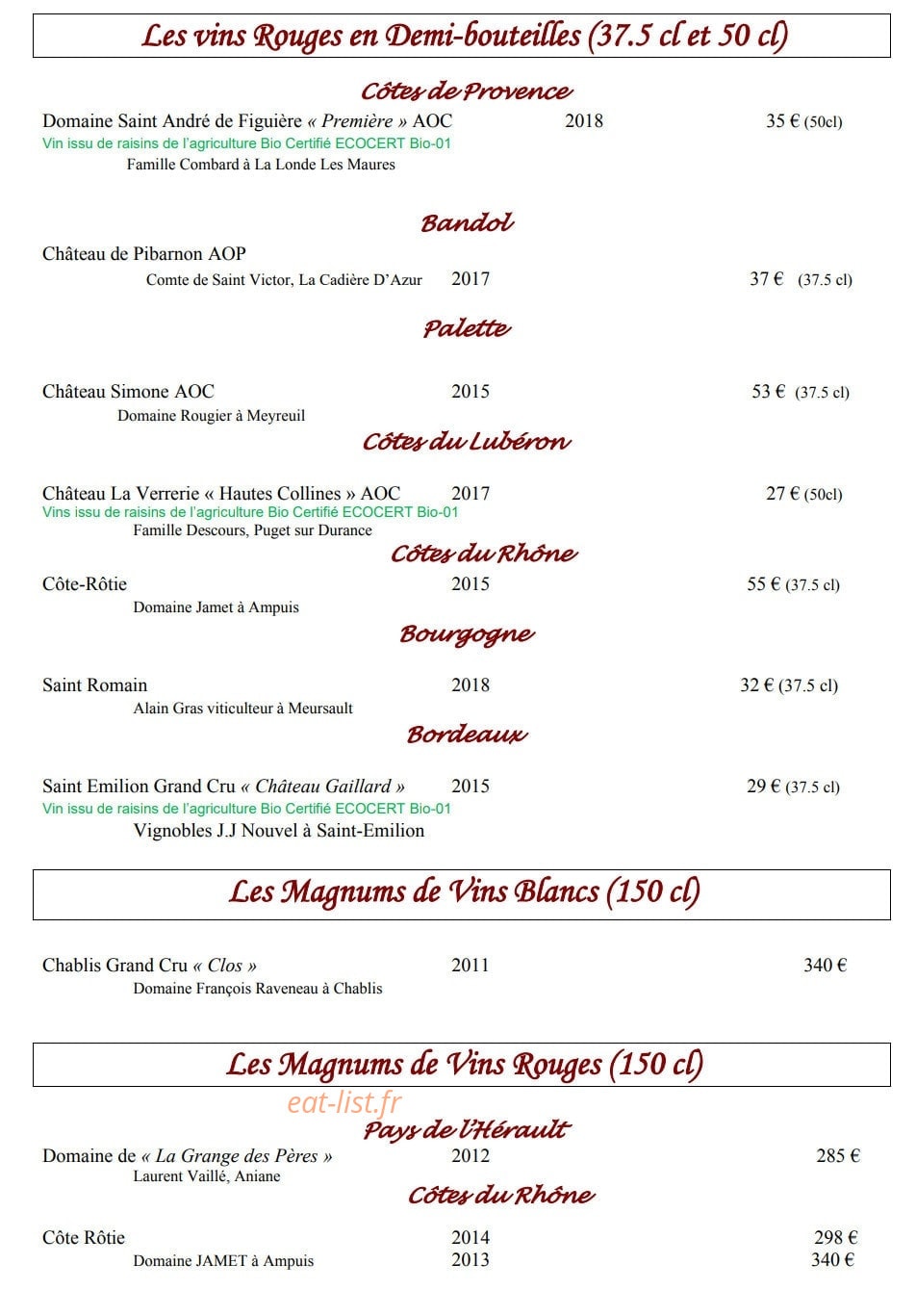 Le Clos Saint Pierre — carte page 9