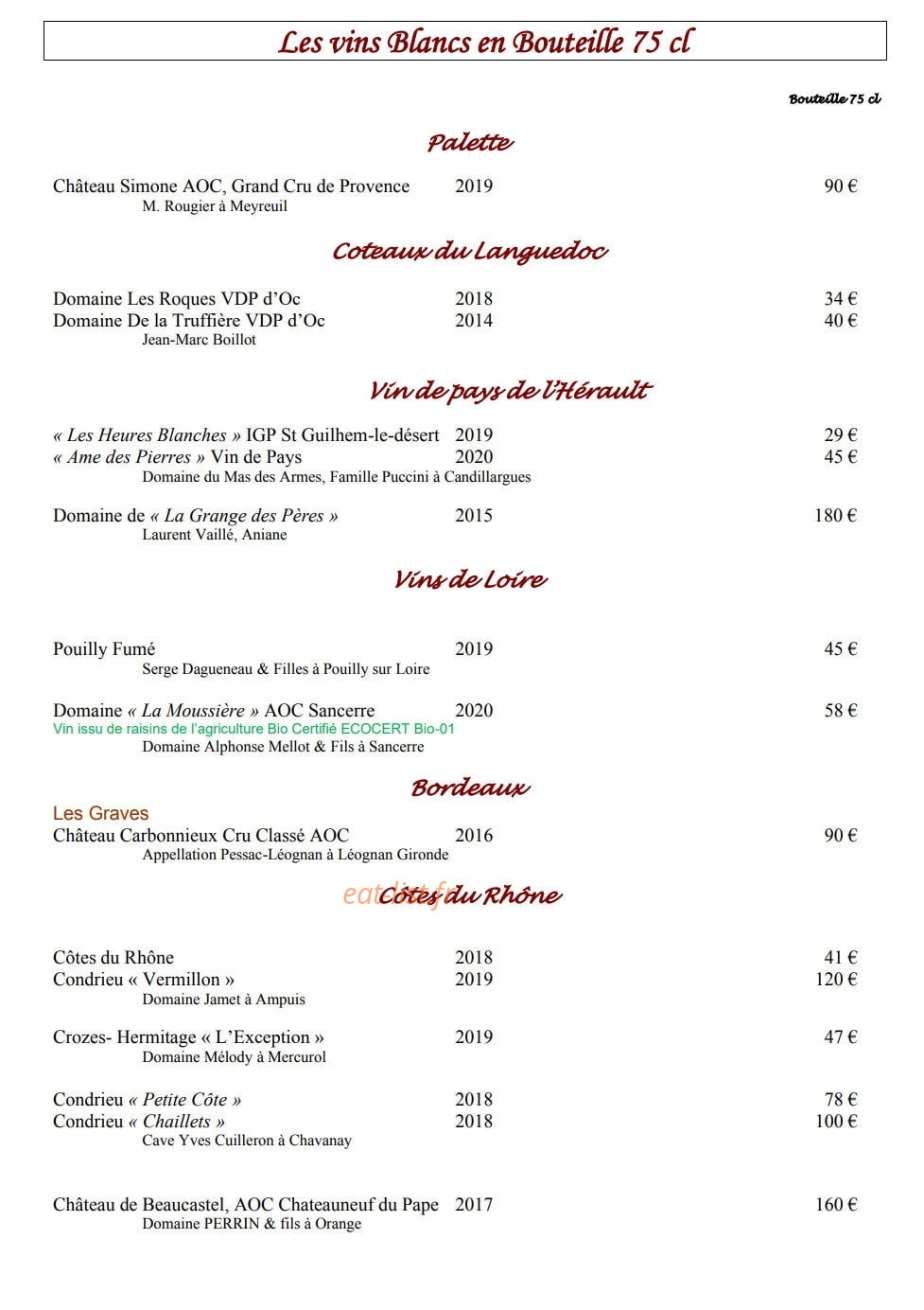 Le Clos Saint Pierre — carte page 2