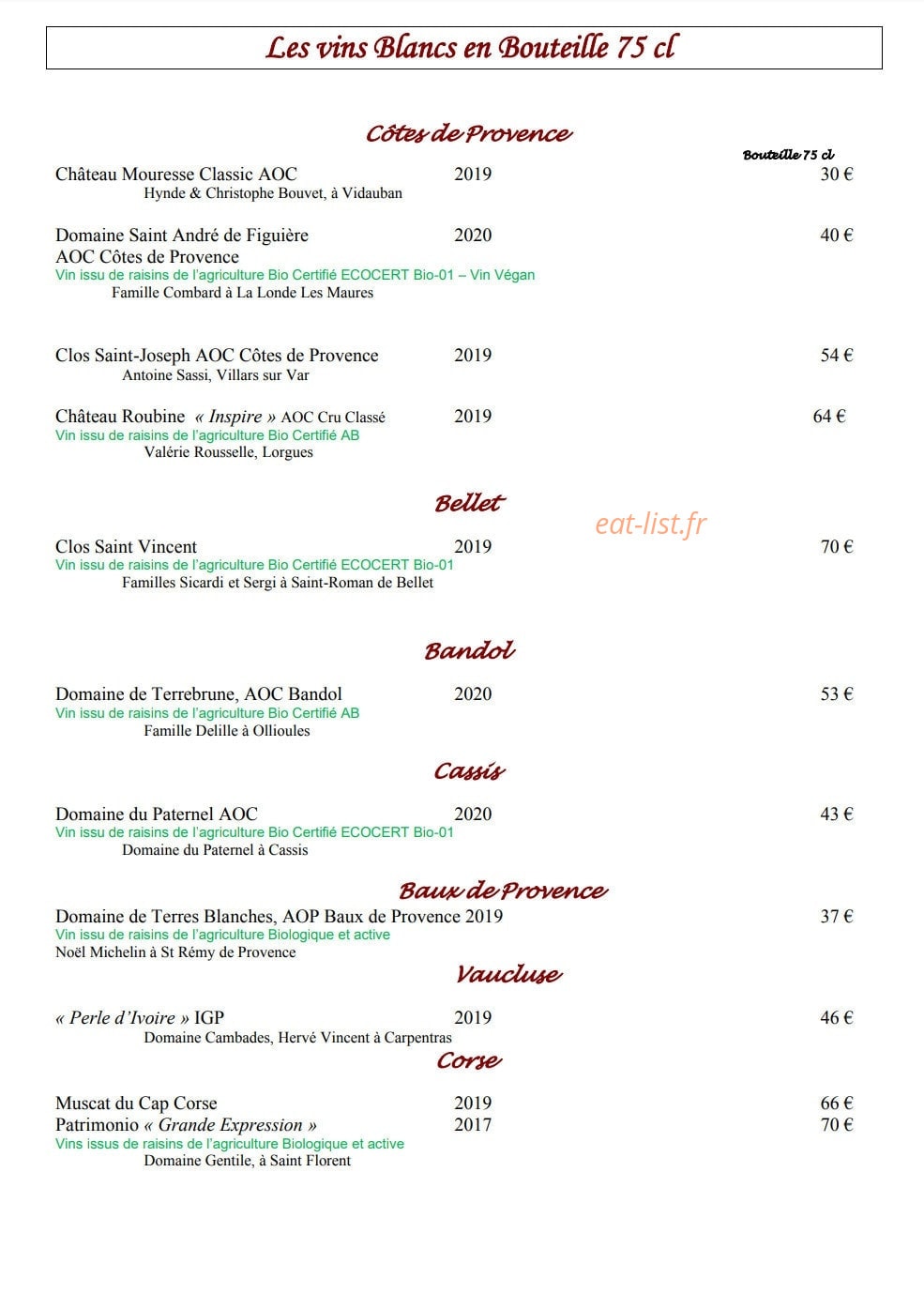 Le Clos Saint Pierre — carte page 1