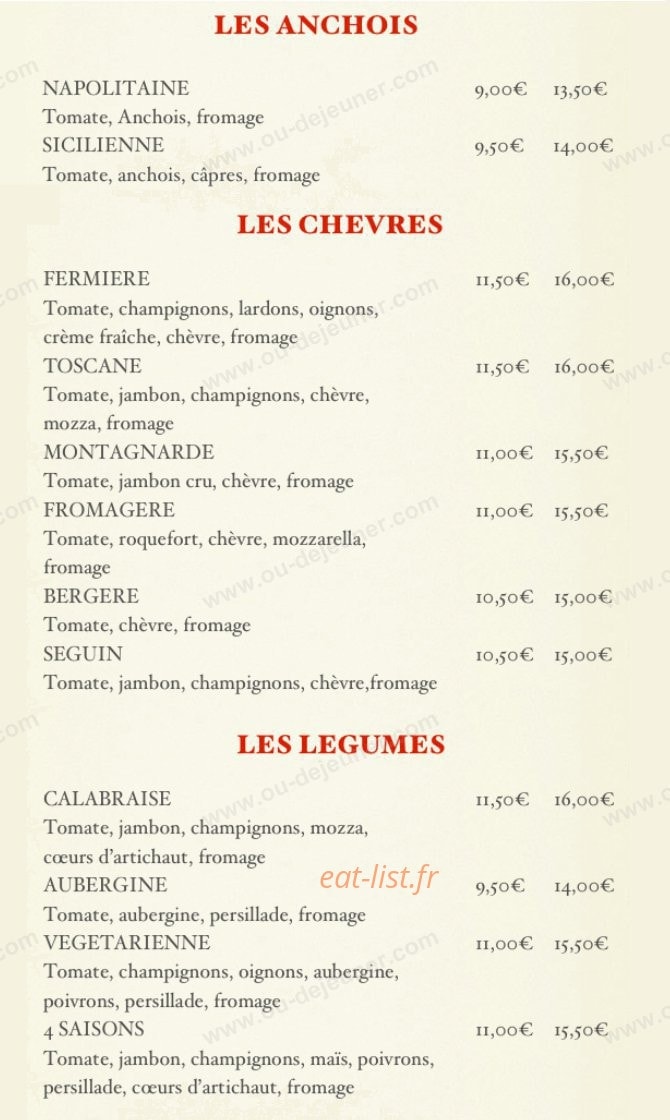 Pizza D'Antan — carte page 2