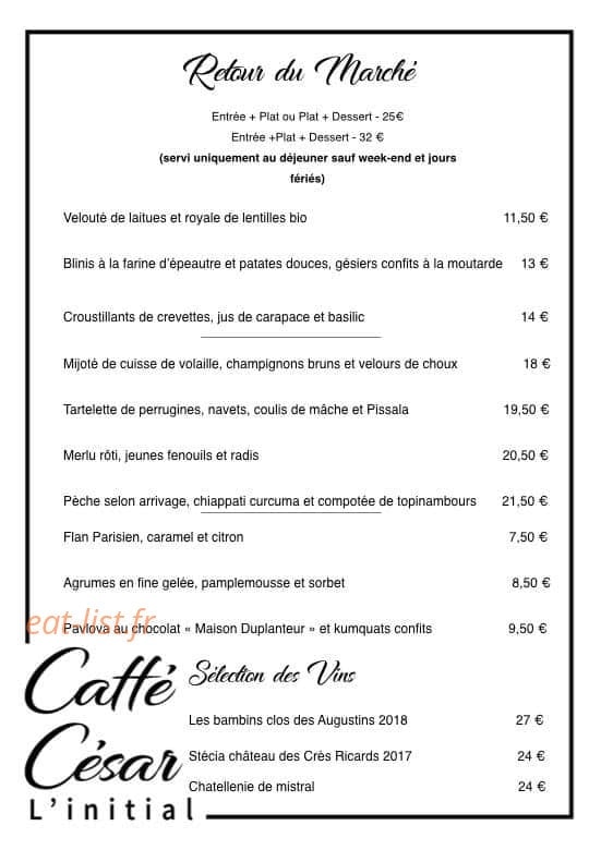 Caffé César — carte page 1