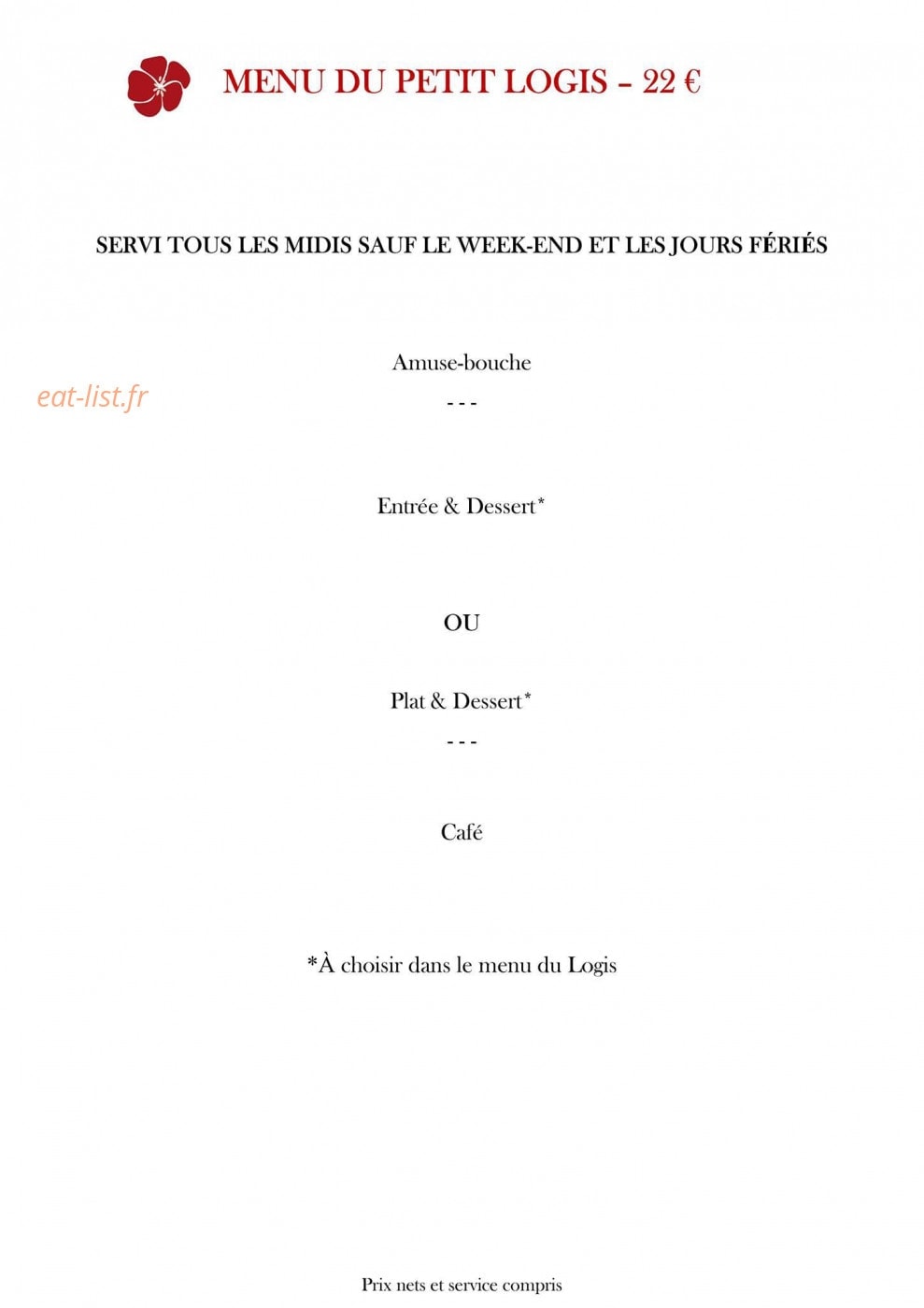 Le Mas des Géraniums — carte page 2