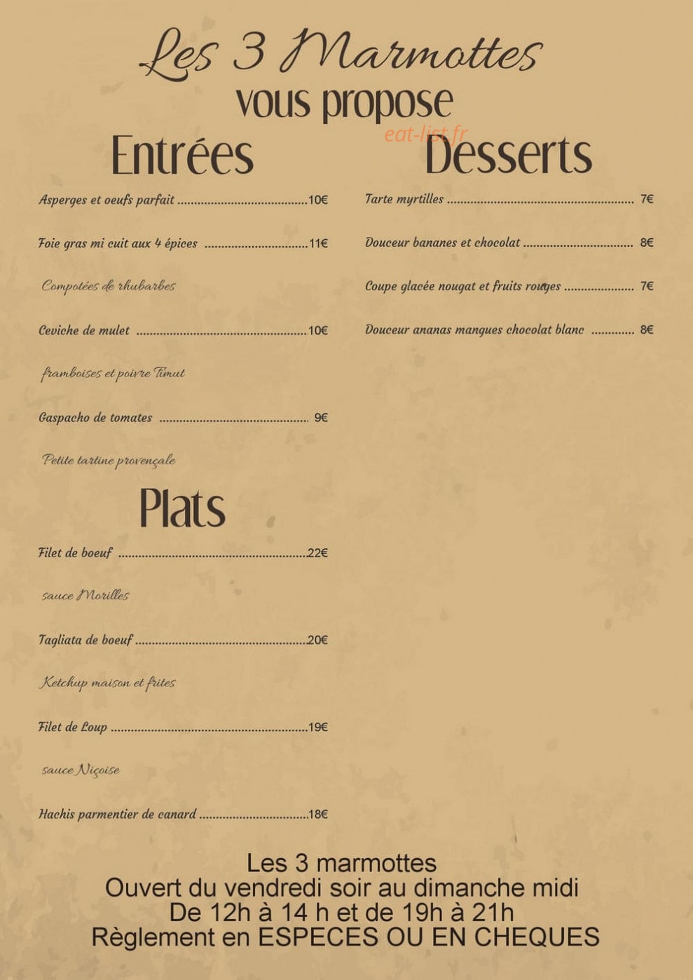 Les 3 Marmottes — carte page 1