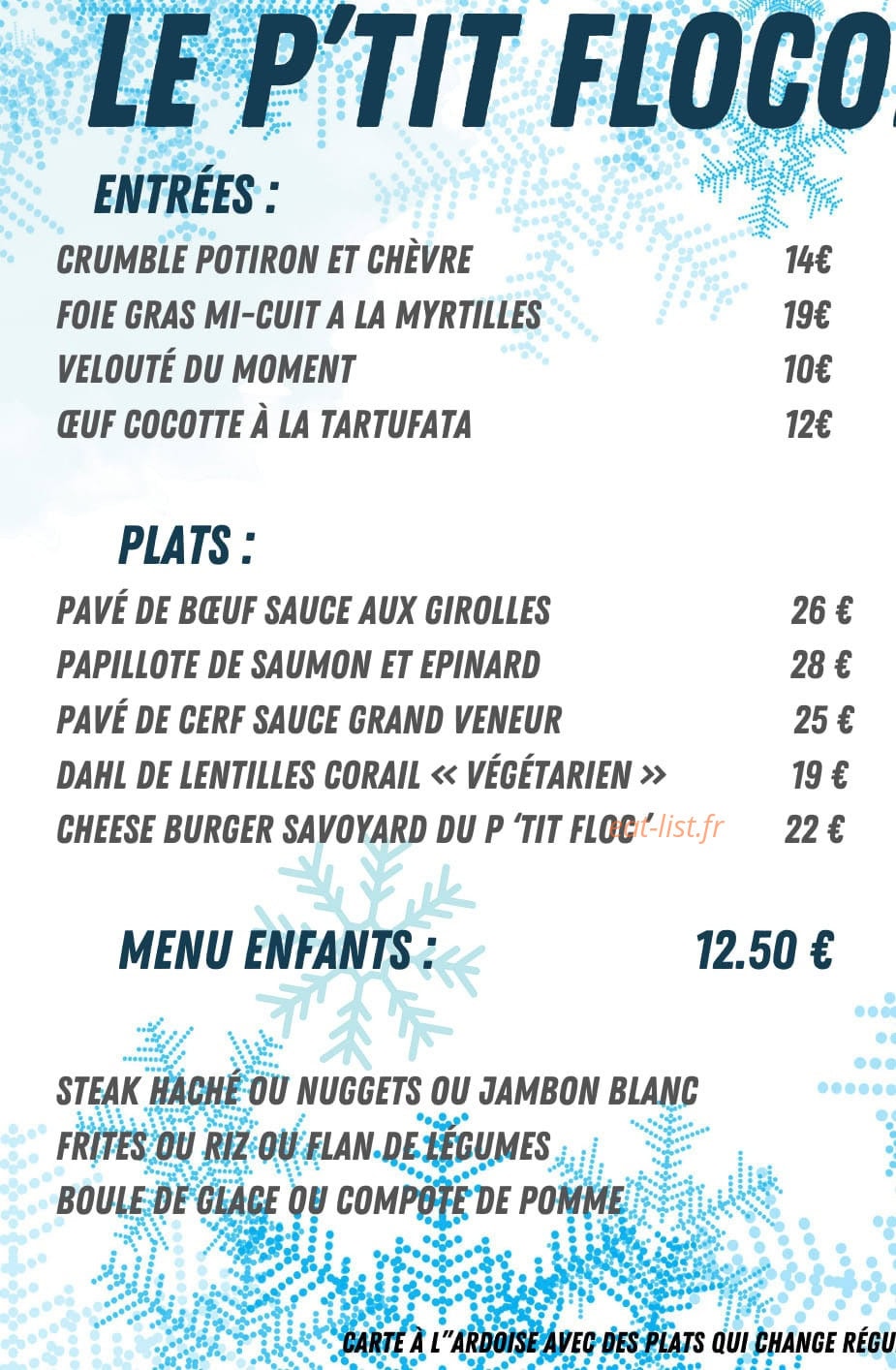 Le P'tit Flocon — carte page 1