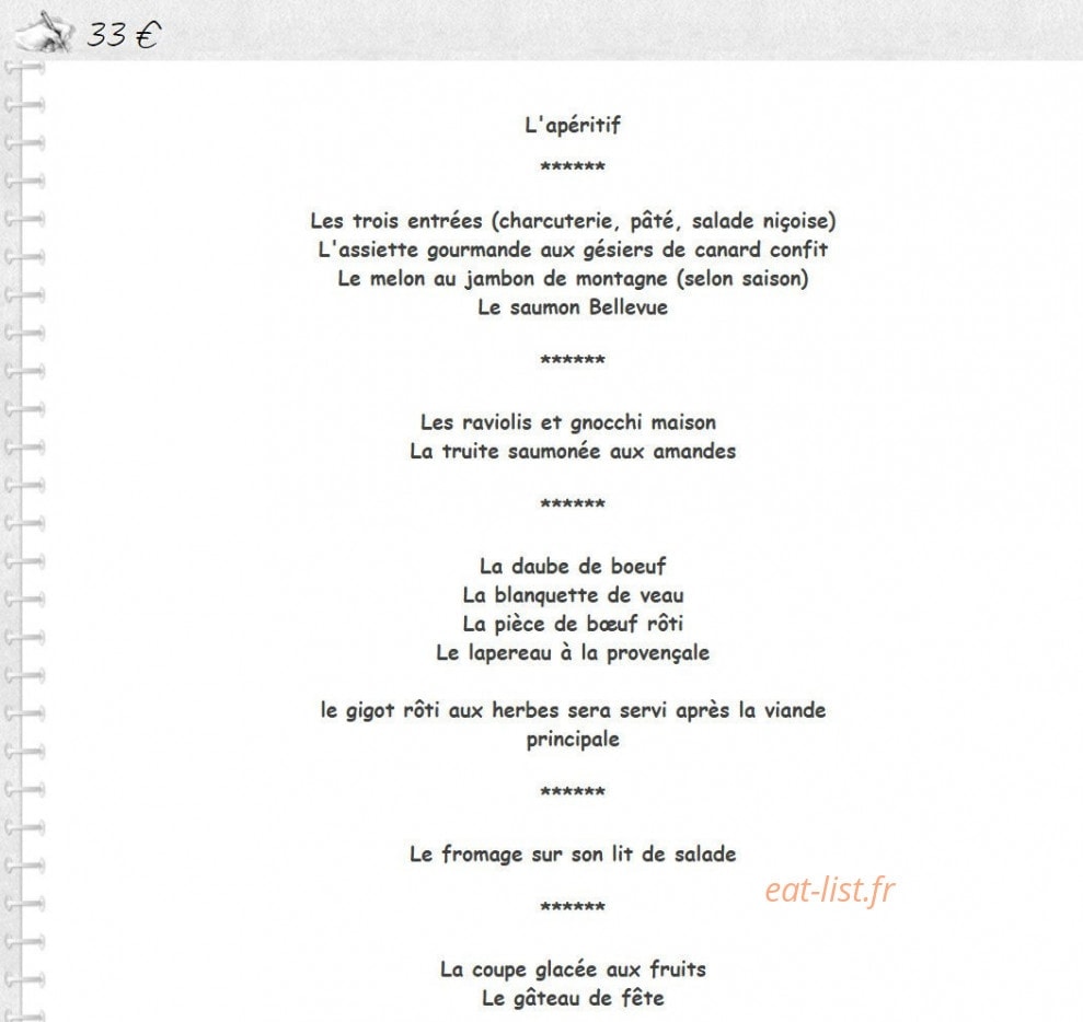 Restaurant Amoretti — carte page 1