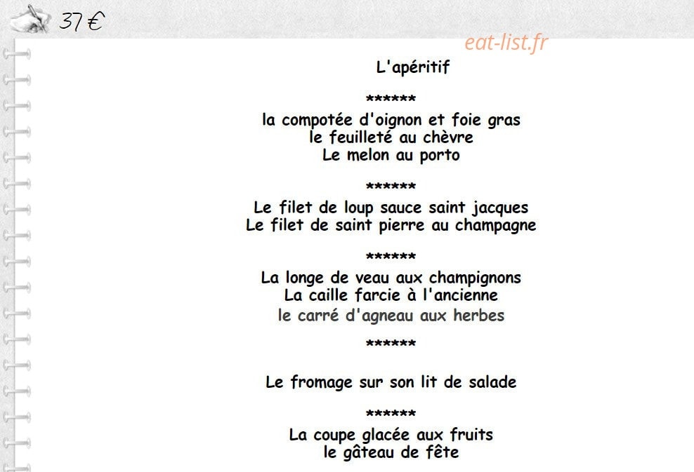 Restaurant Amoretti — carte page 2