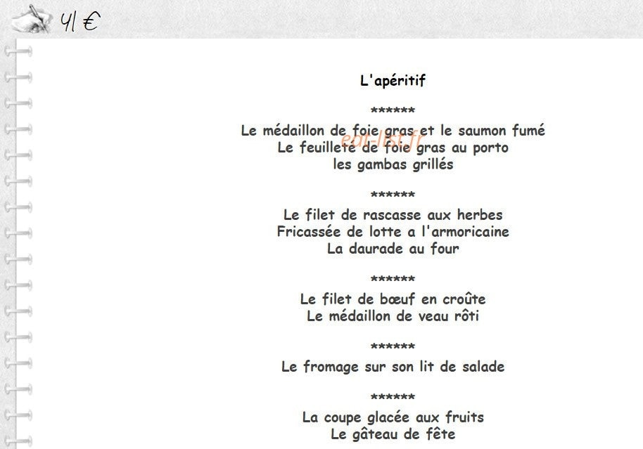 Restaurant Amoretti — carte page 3
