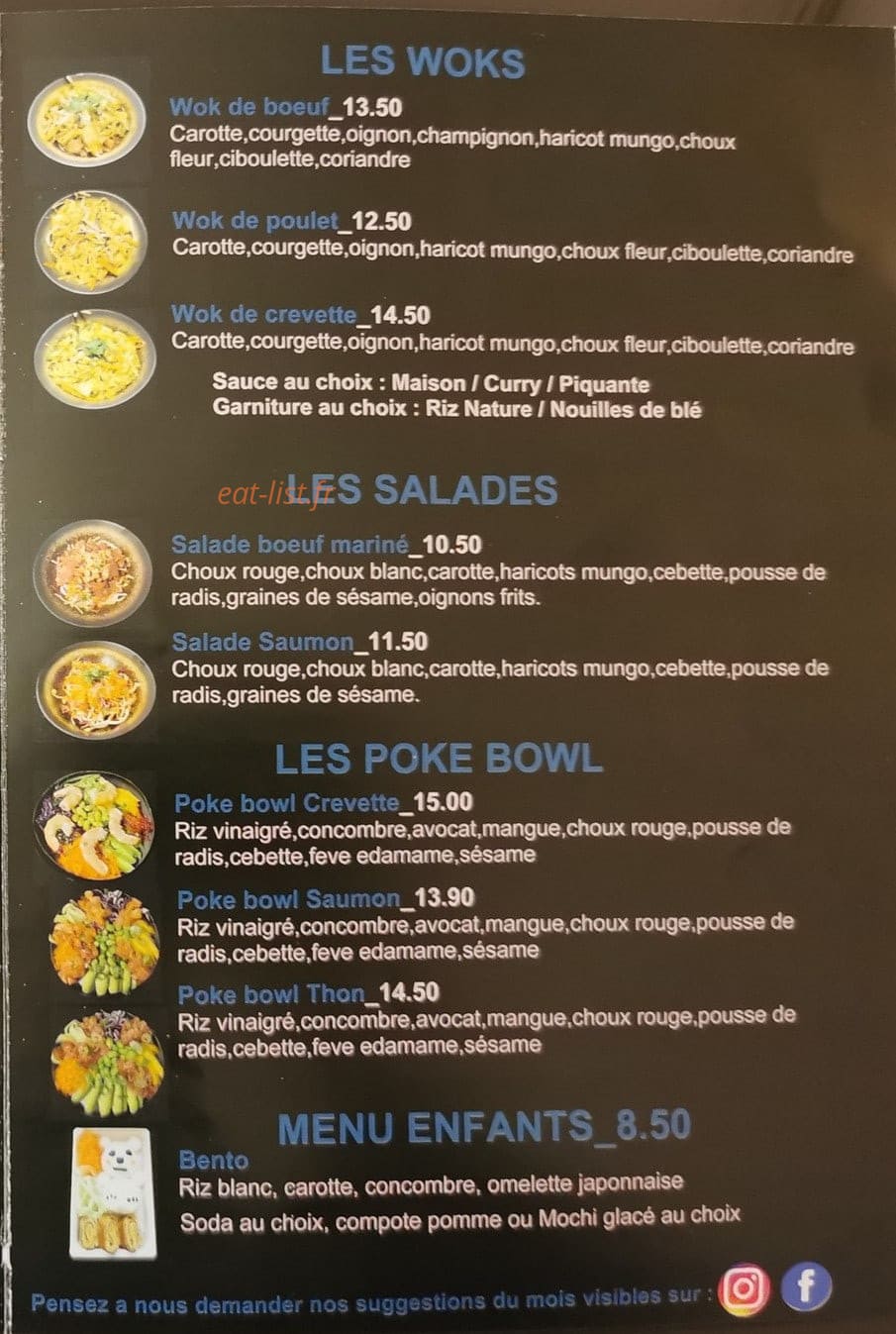 Kyoto sushi et wok — carte page 3