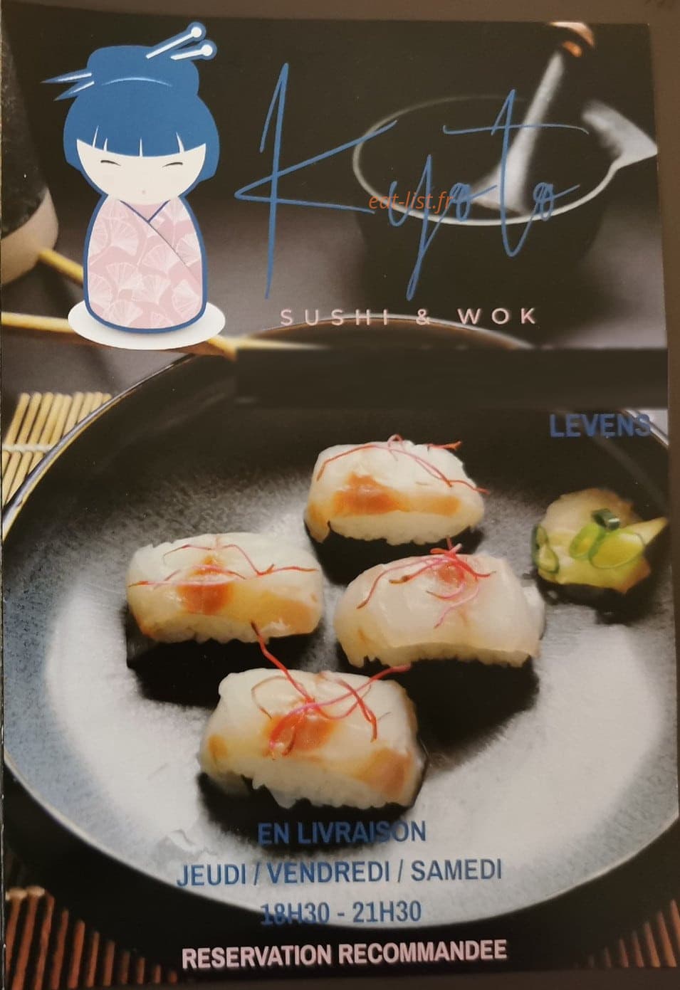 Kyoto sushi et wok — carte page 1