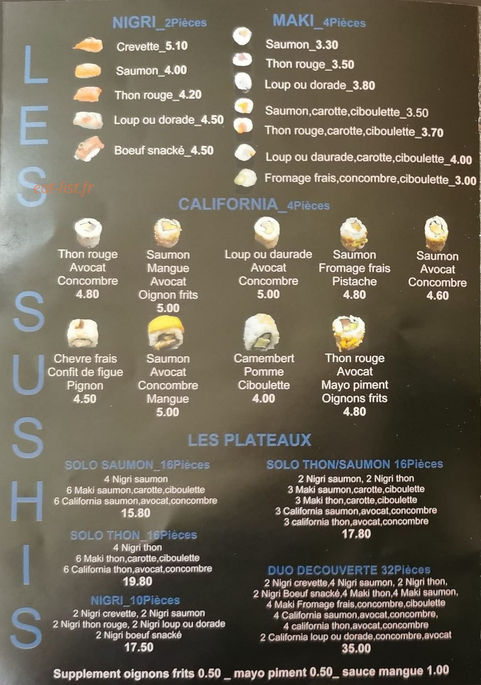 Kyoto sushi et wok — carte page 2
