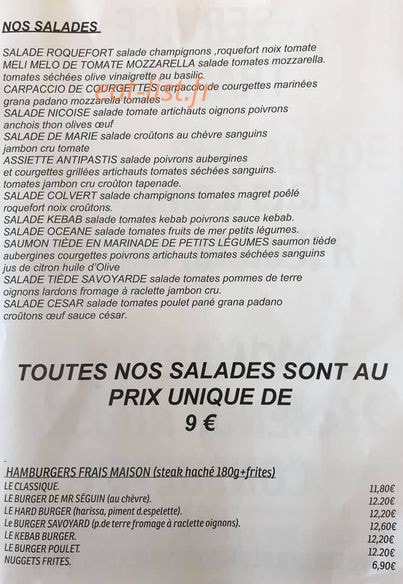 Restaurant du bon vin — carte page 1